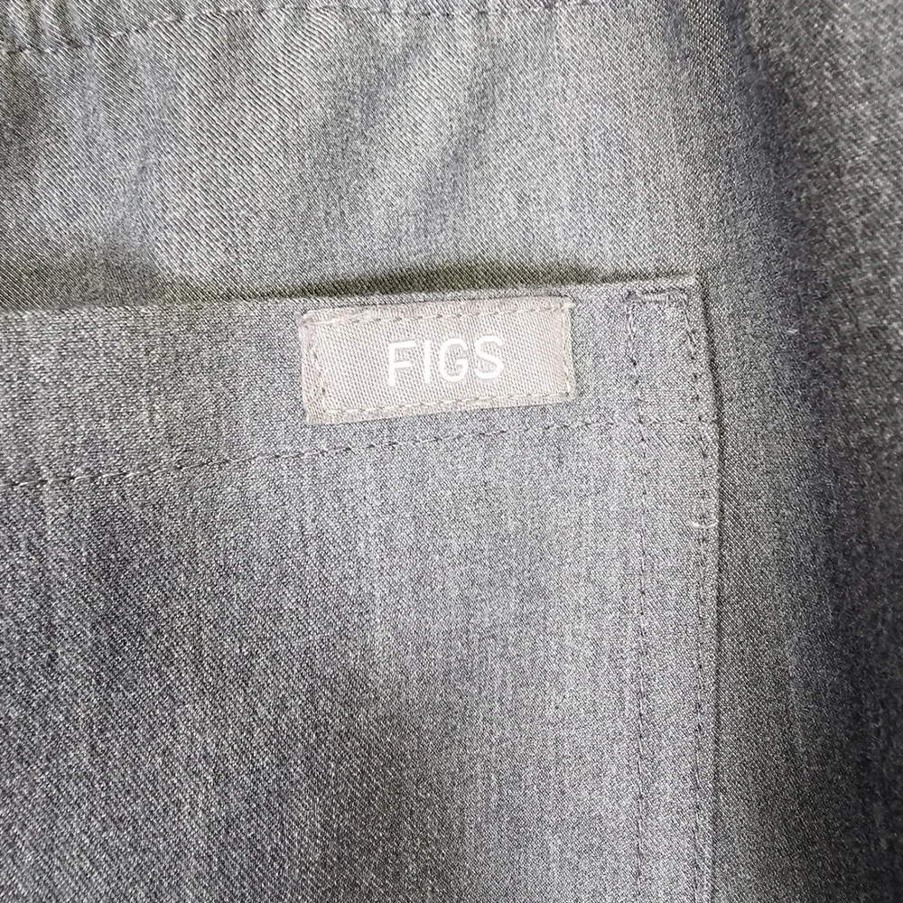 FIGS Heather Gray Scrub Pants Straight Leg Teal Drawstring Mens L/T 31 Inseam‎